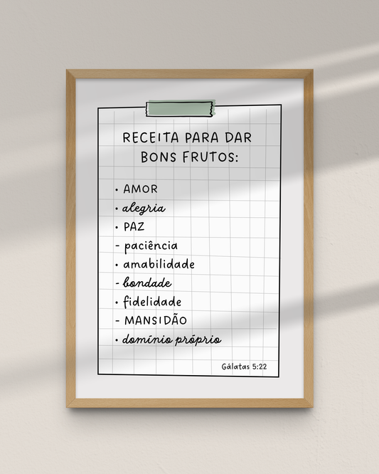 Quadro Receita para Bons Frutos | Coleção Frutifique
